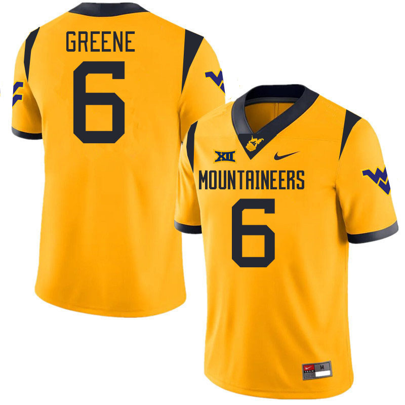 Men #6 Garrett Greene West Virginia Mountaineers College 2024 New Uniforms Football Jerseys Stitched